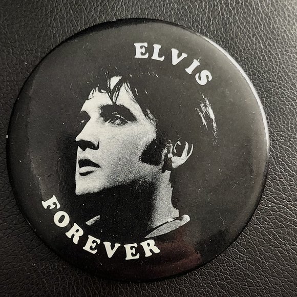 Pin Elvis Forever Vintage Button Pinback 3 " - Picture 3 of 7
